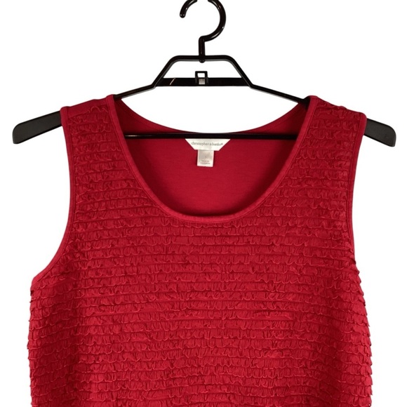 Christopher & Banks Red Ruffle Textured Tank Top Large - Picture 2 of 6